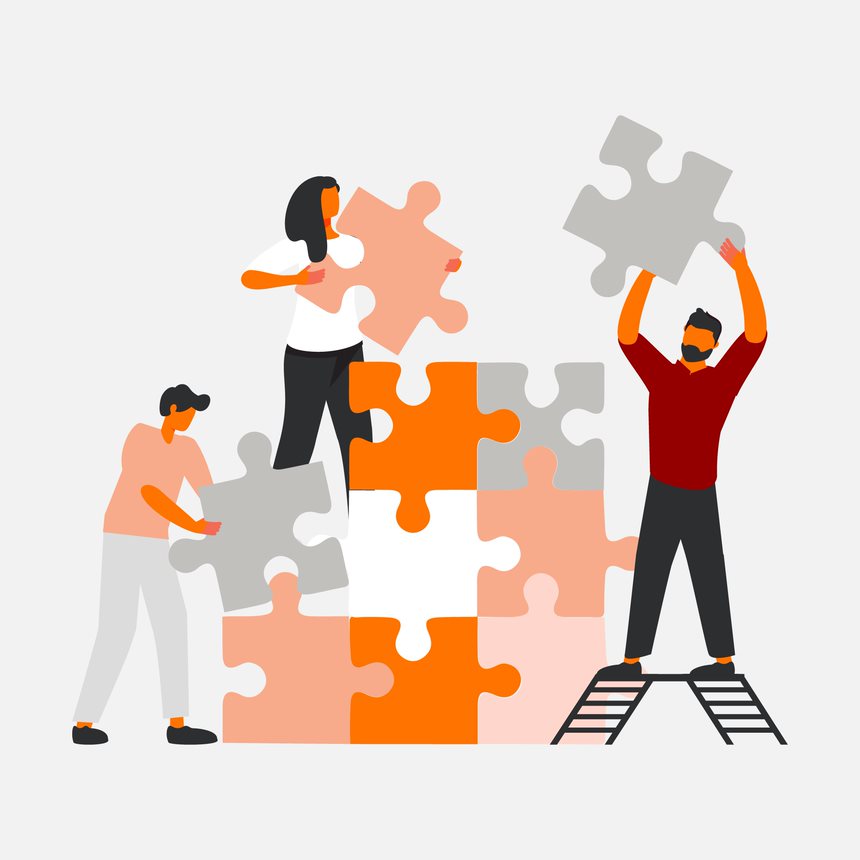 Abstract illustration depicting hybrid collaborations