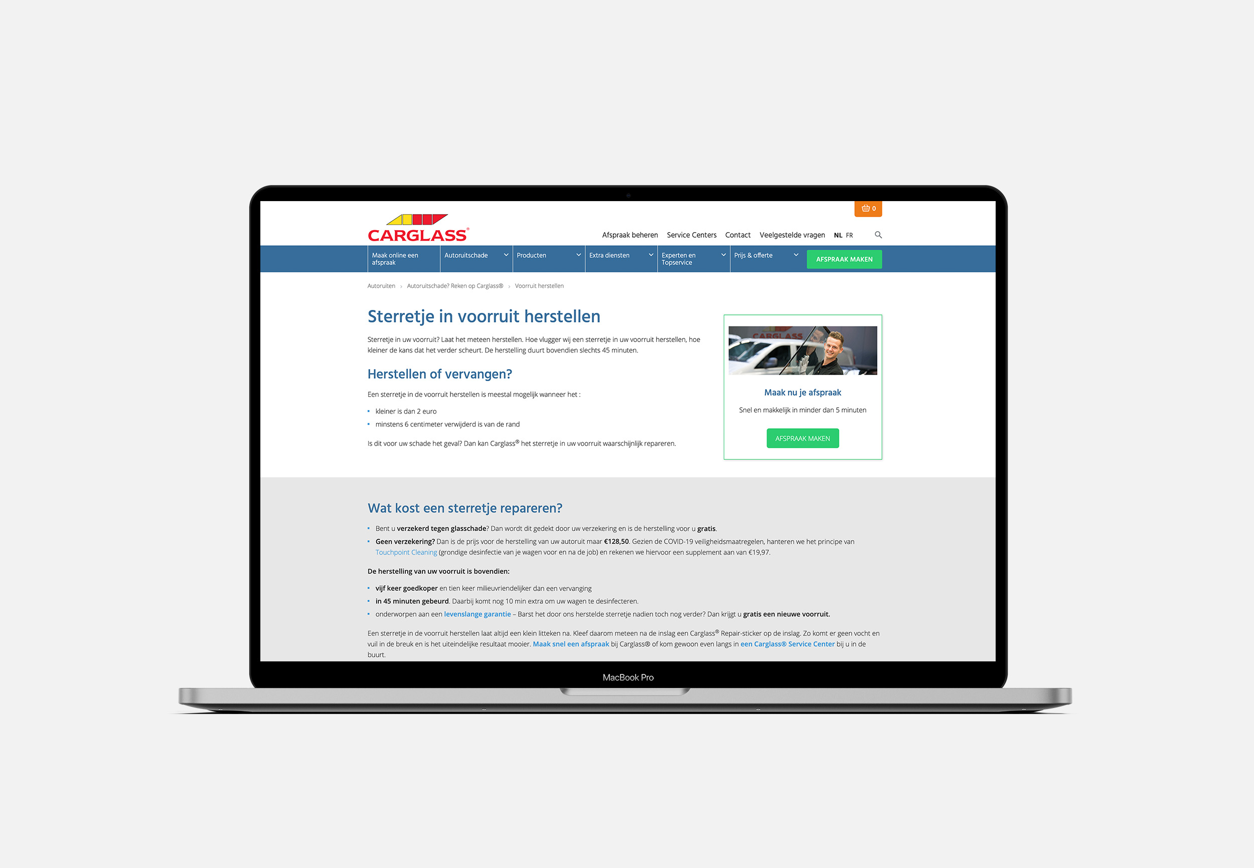 Carglass website screenshot