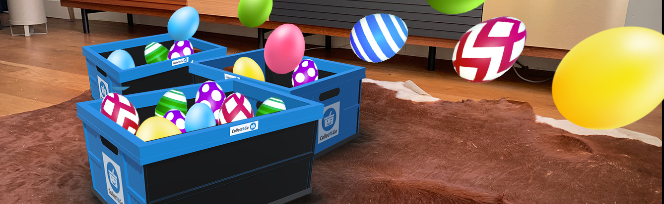 AR game - Easter eggs getting thrown in flip box