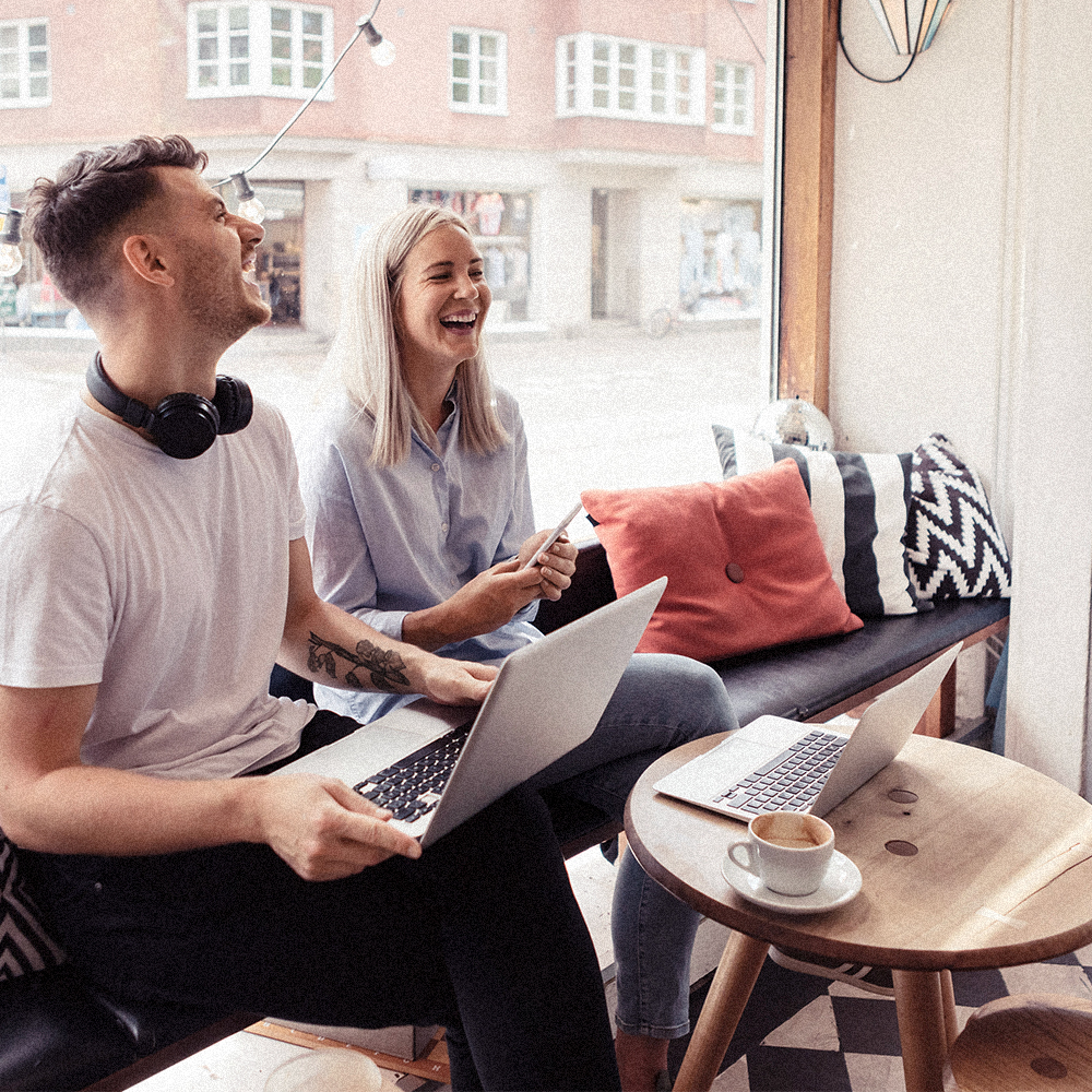 Working at coffee shop