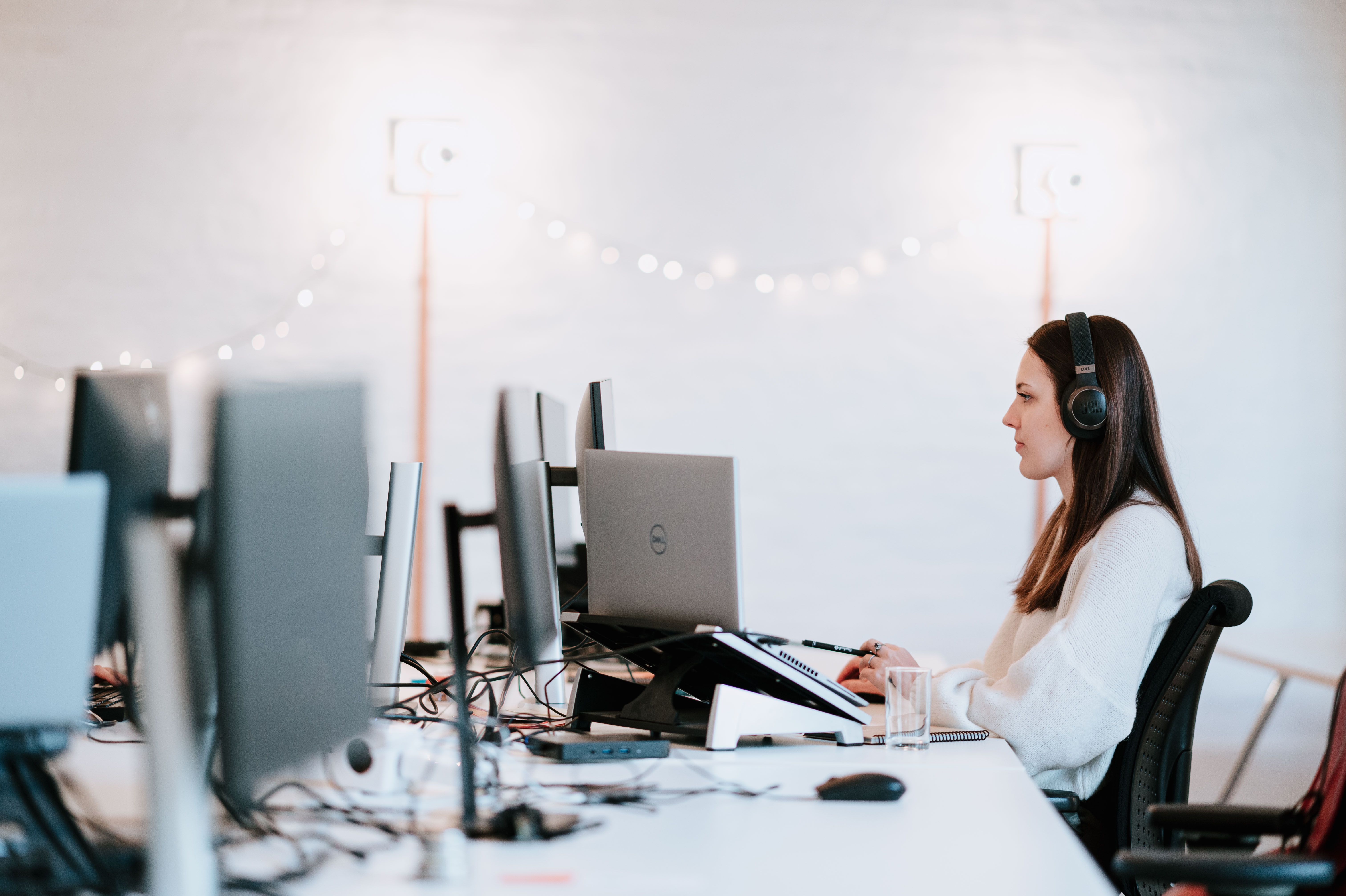 Focused person sitting at a desk