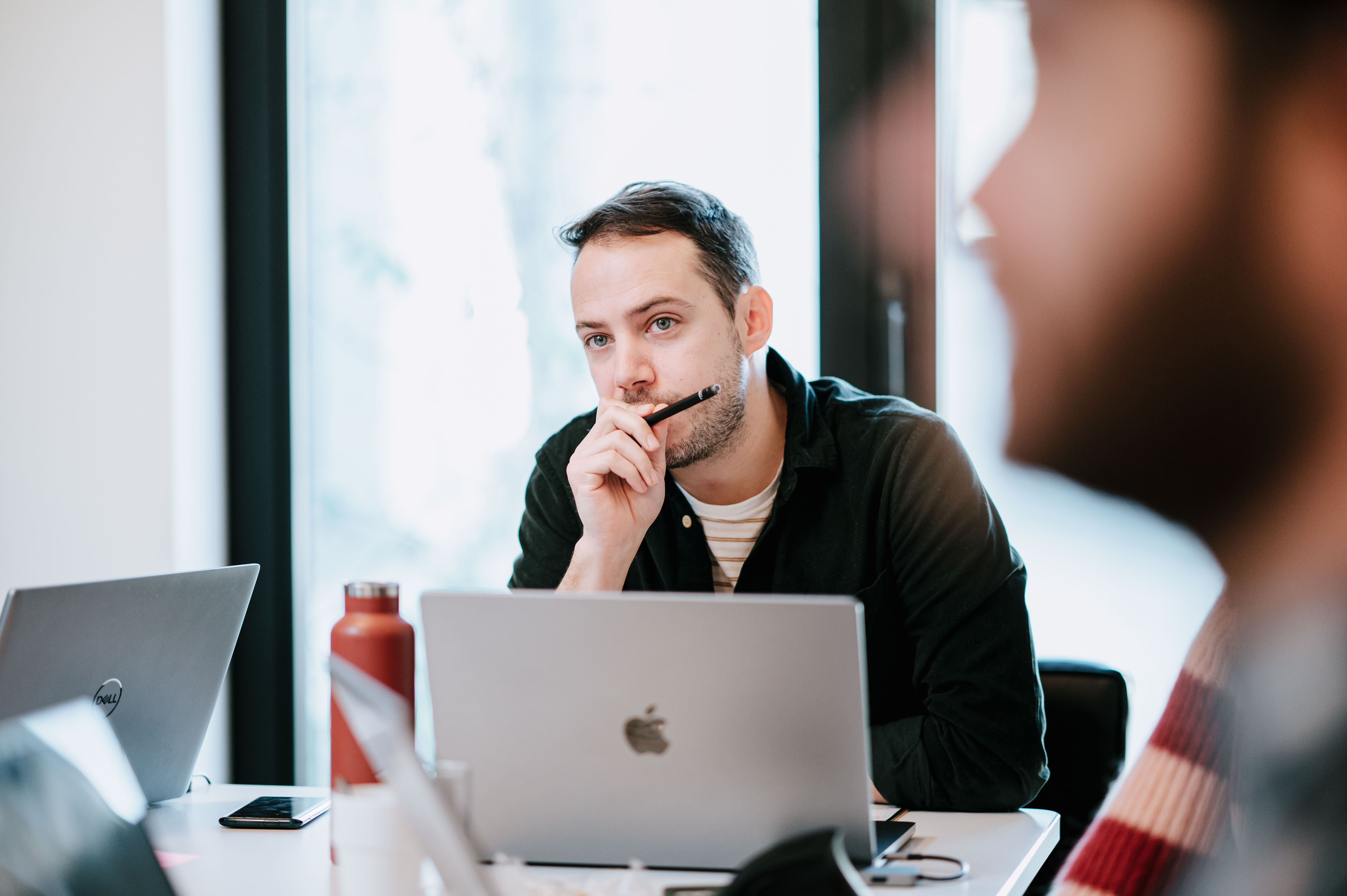 Person focused during a workshop
