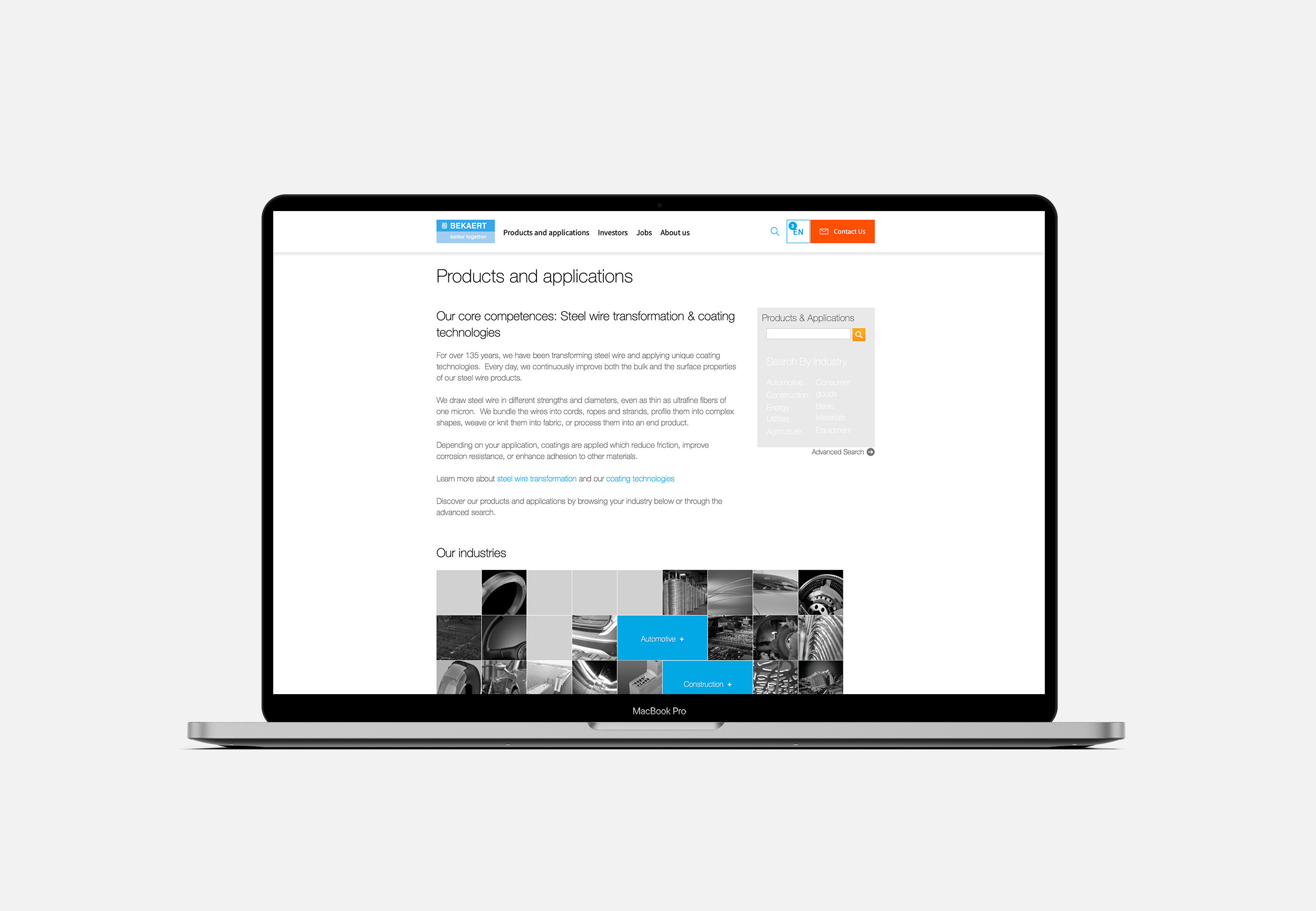 Bekaert website screenhot