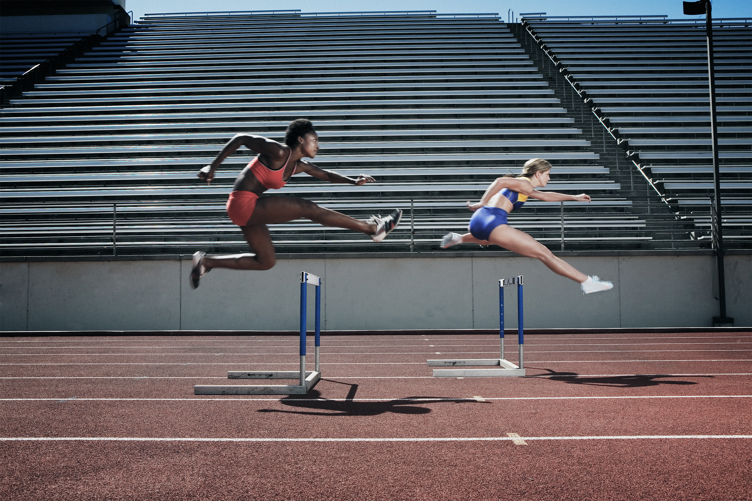 Runners jumping