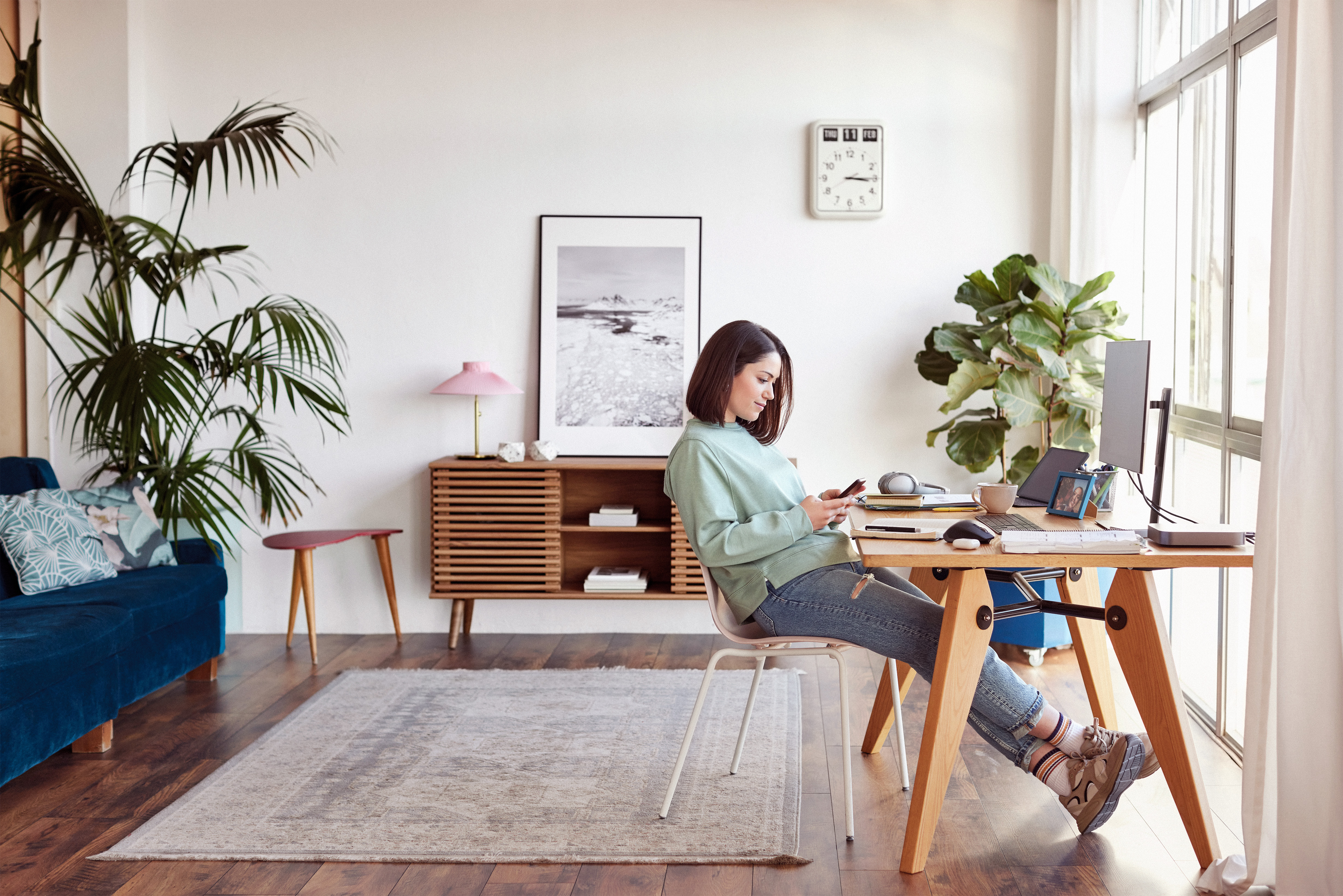 Woman working from home