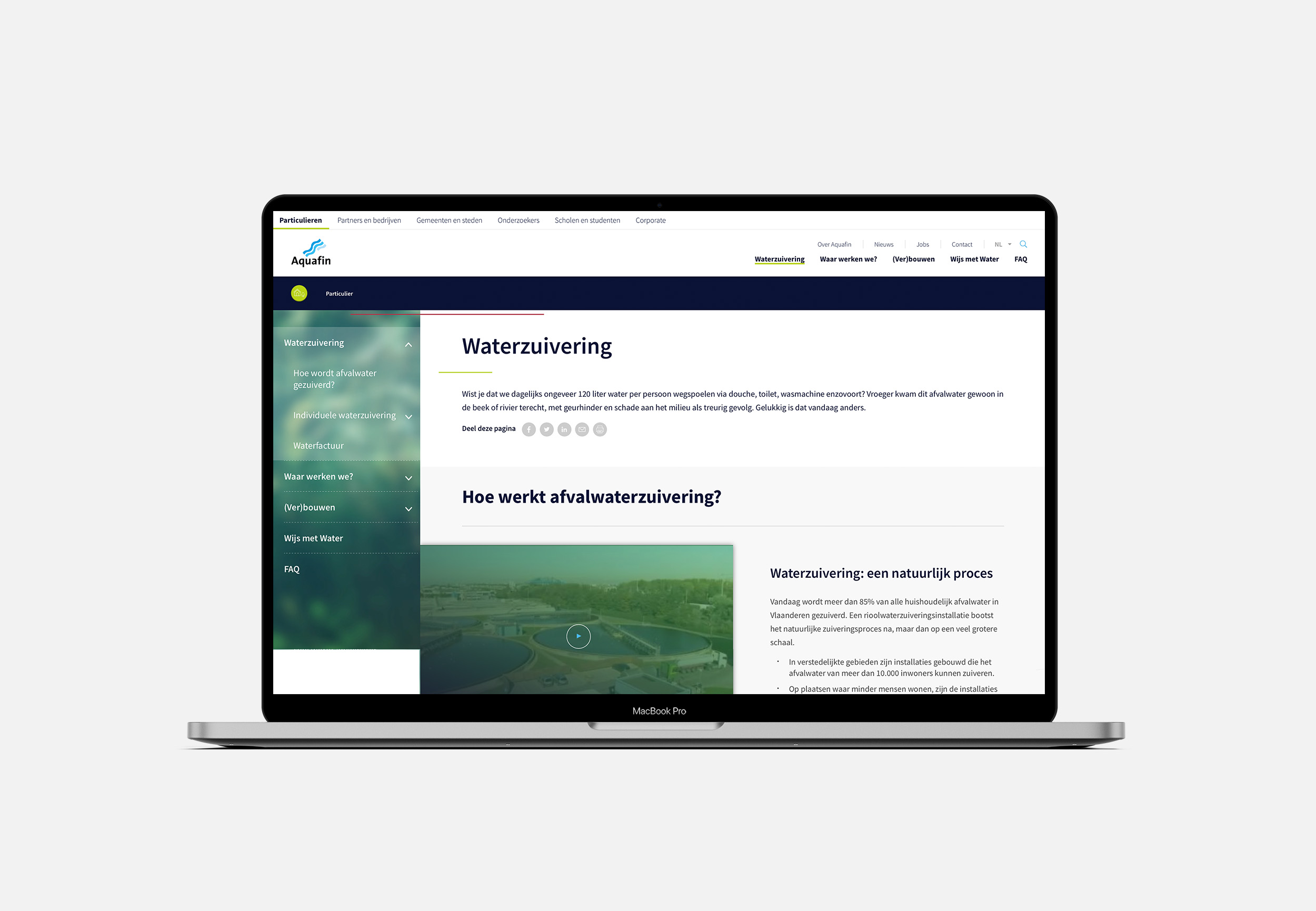 Website detail page Aquafin